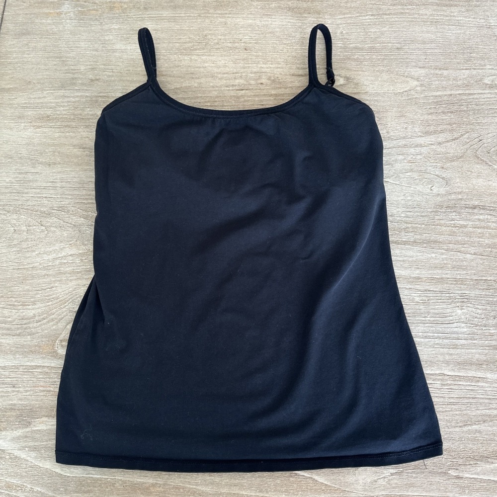 Pact Black Organic Everyday Shelf Bra Camisole Tank Top Cami Women's Size Medium